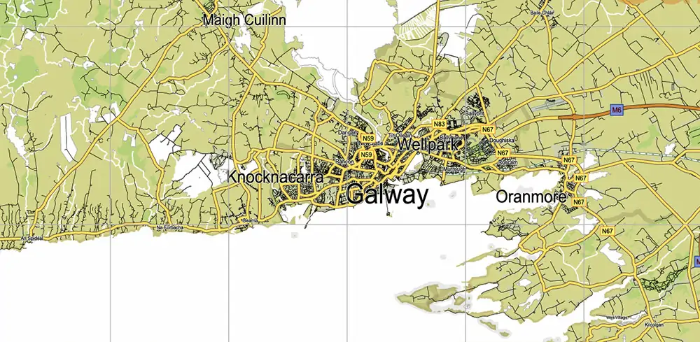 7 Ireland Full PDF Vector Map, High Detailed Editable Layered Adobe PDF all roads, cities, ready for print size 24x36 inches v.7