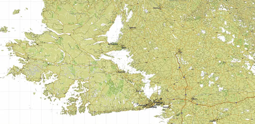 7 Ireland Full PDF Vector Map, High Detailed Editable Layered Adobe PDF all roads, cities, ready for print size 24x36 inches v.7