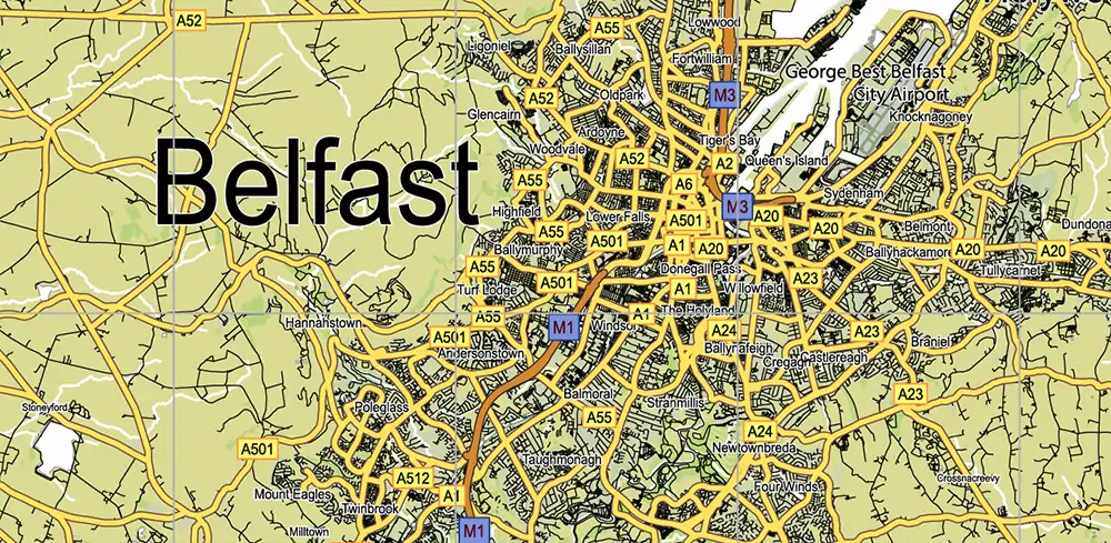 7 Ireland Full PDF Vector Map, High Detailed Editable Layered Adobe PDF all roads, cities, ready for print size 24x36 inches v.7
