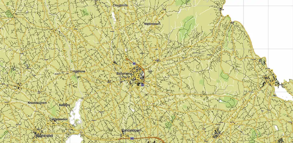 7 Ireland Full PDF Vector Map, High Detailed Editable Layered Adobe PDF all roads, cities, ready for print size 24x36 inches v.7