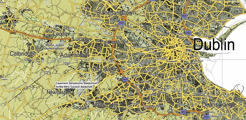 7 Ireland Full PDF Vector Map, High Detailed Editable Layered Adobe PDF all roads, cities, ready for print size 24x36 inches v.7