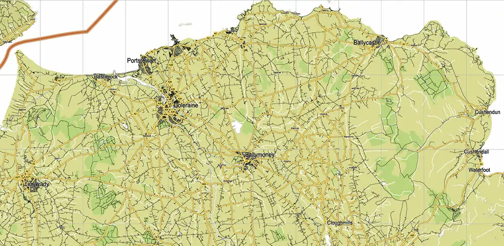 7 Ireland Full PDF Vector Map, High Detailed Editable Layered Adobe PDF all roads, cities, ready for print size 24x36 inches v.7