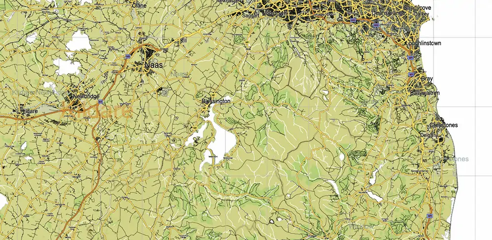7 Ireland Full PDF Vector Map, High Detailed Editable Layered Adobe PDF all roads, cities, ready for print size 24x36 inches v.7
