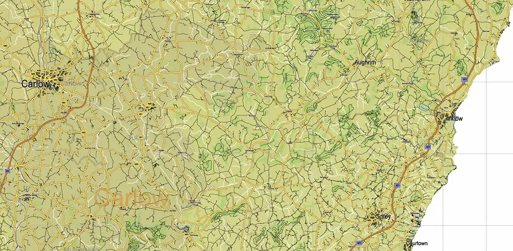 7 Ireland Full PDF Vector Map, High Detailed Editable Layered Adobe PDF all roads, cities, ready for print size 24x36 inches v.7