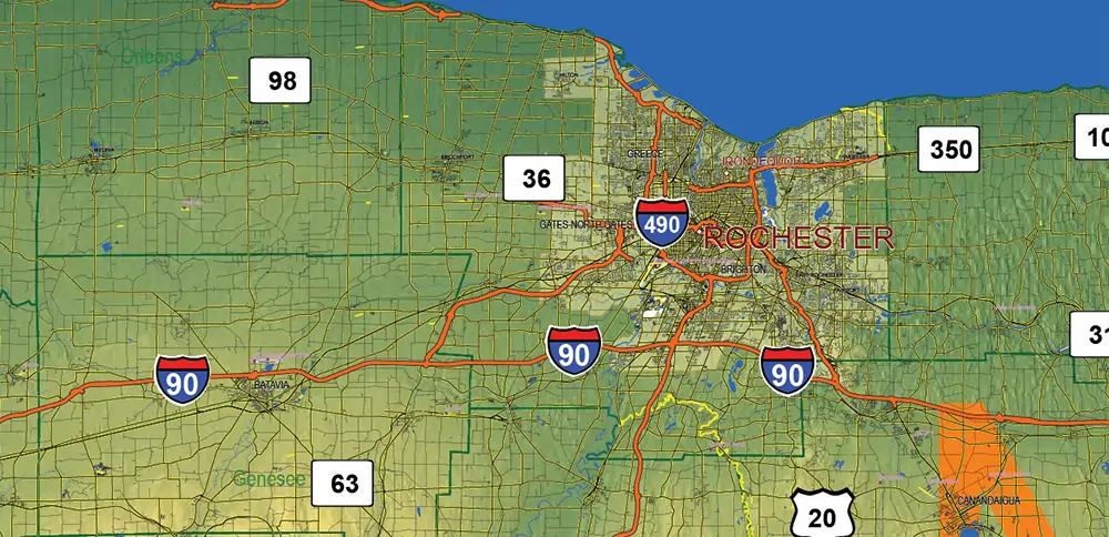 _New York_ State US PDF Vector Map Exact High Detailed Street Road Map + Counties + Relief (raster) editable Adobe PDF in layers