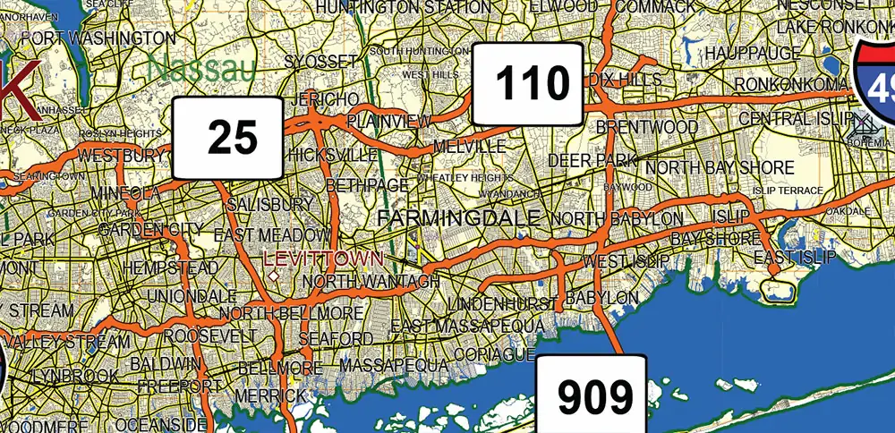 _New York_ State US PDF Vector Map Exact High Detailed Street Road Map + Counties + Relief (raster) editable Adobe PDF in layers
