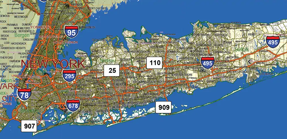 _New York_ State US PDF Vector Map Exact High Detailed Street Road Map + Counties + Relief (raster) editable Adobe PDF in layers
