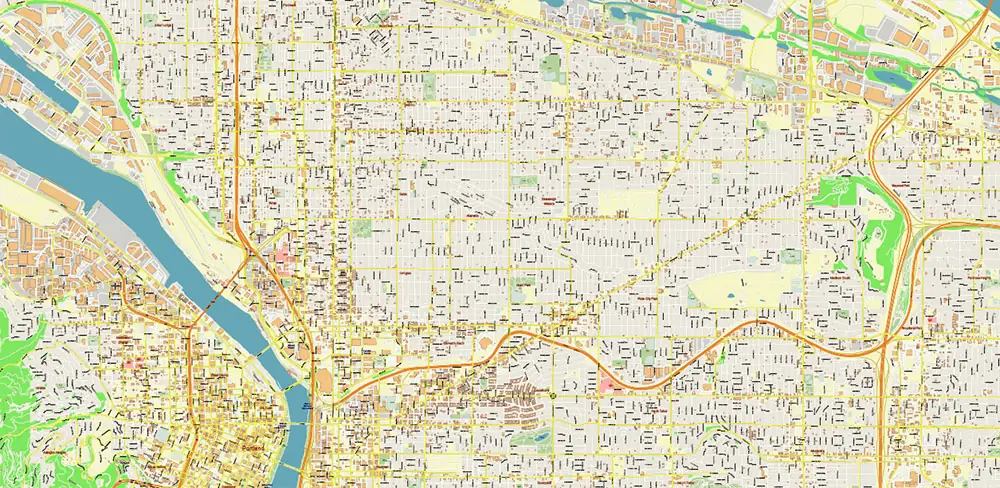 Vancouver Washington + Portland Oregon US PDF Vector Map exact high detailed editable layered Adobe PDF