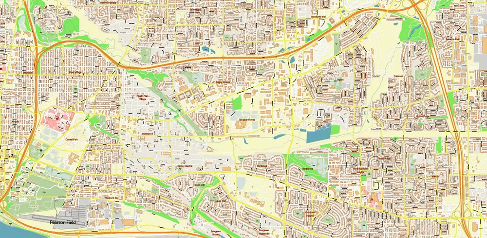 Vancouver Washington + Portland Oregon US PDF Vector Map exact high detailed editable layered Adobe PDF