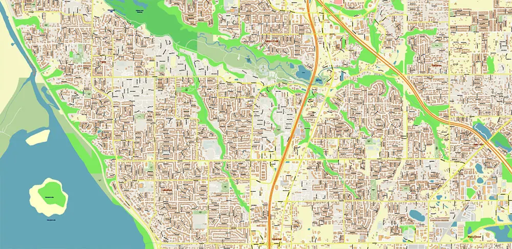 Vancouver Washington + Portland Oregon US PDF Vector Map exact high detailed editable layered Adobe PDF