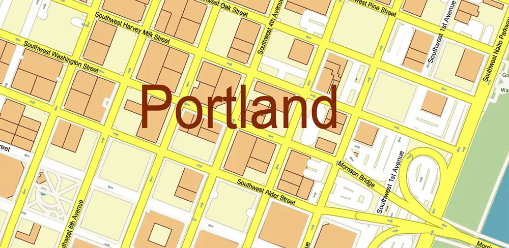 Vancouver Washington + Portland Oregon US PDF Vector Map exact high detailed editable layered Adobe PDF
