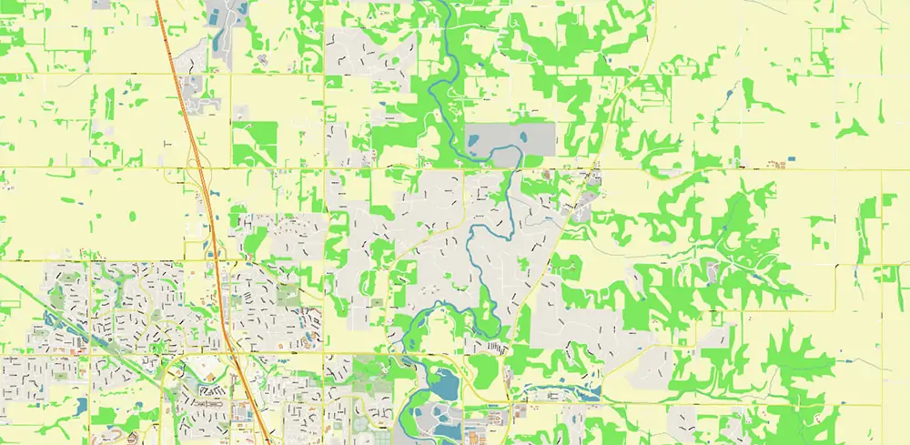 Rochester Minnesota US PDF Vector Map exact high detailed editable layered Adobe PDF