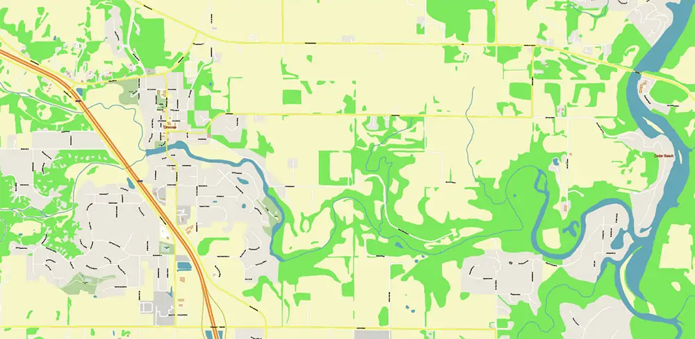Rochester Minnesota US PDF Vector Map exact high detailed editable layered Adobe PDF