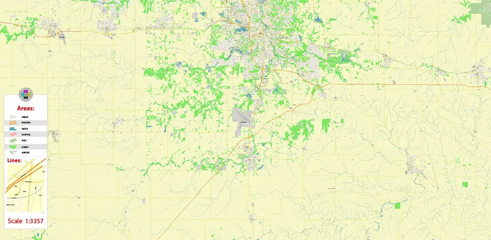 Rochester Minnesota US PDF Vector Map exact high detailed editable layered Adobe PDF