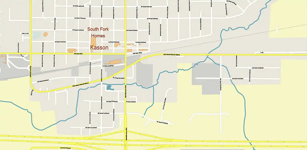 Rochester Minnesota US PDF Vector Map exact high detailed editable layered Adobe PDF