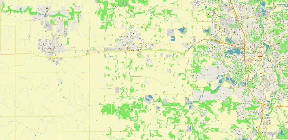 Rochester Minnesota US PDF Vector Map exact high detailed editable layered Adobe PDF