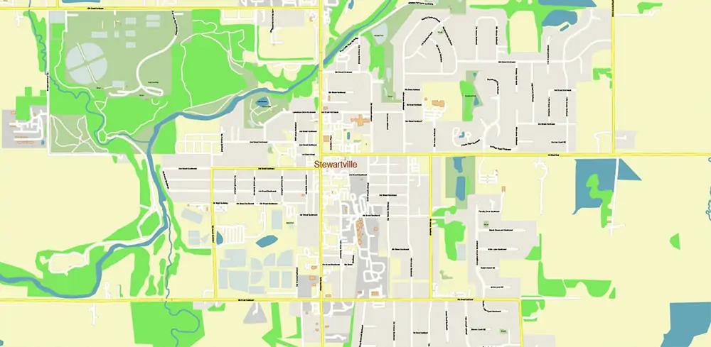 Rochester Minnesota US PDF Vector Map exact high detailed editable layered Adobe PDF
