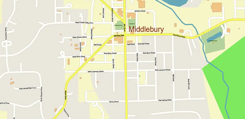 South Bend Indiana US PDF Vector Map exact high detailed editable layered Adobe PDF