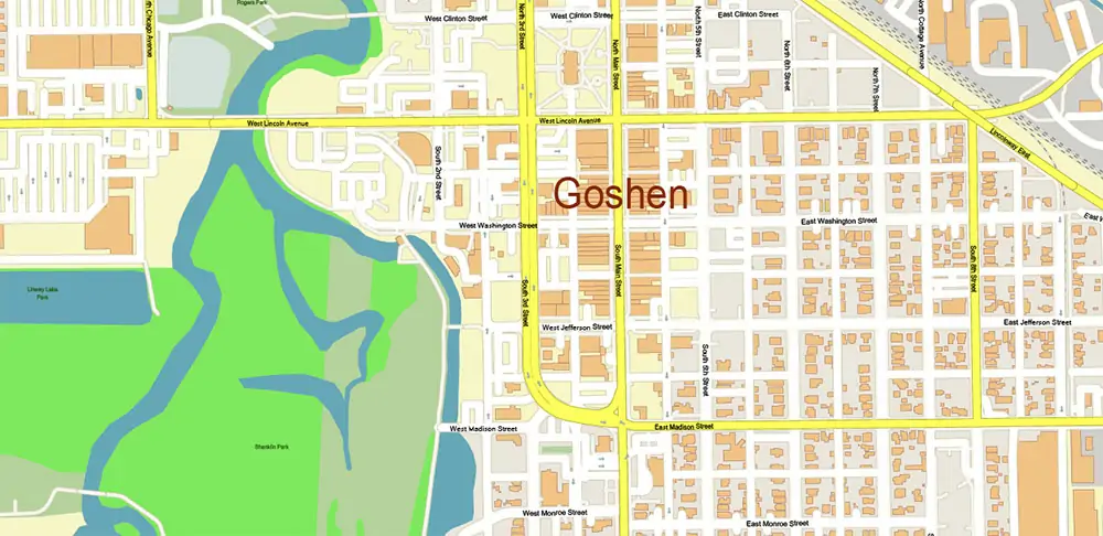 South Bend Indiana US PDF Vector Map exact high detailed editable layered Adobe PDF