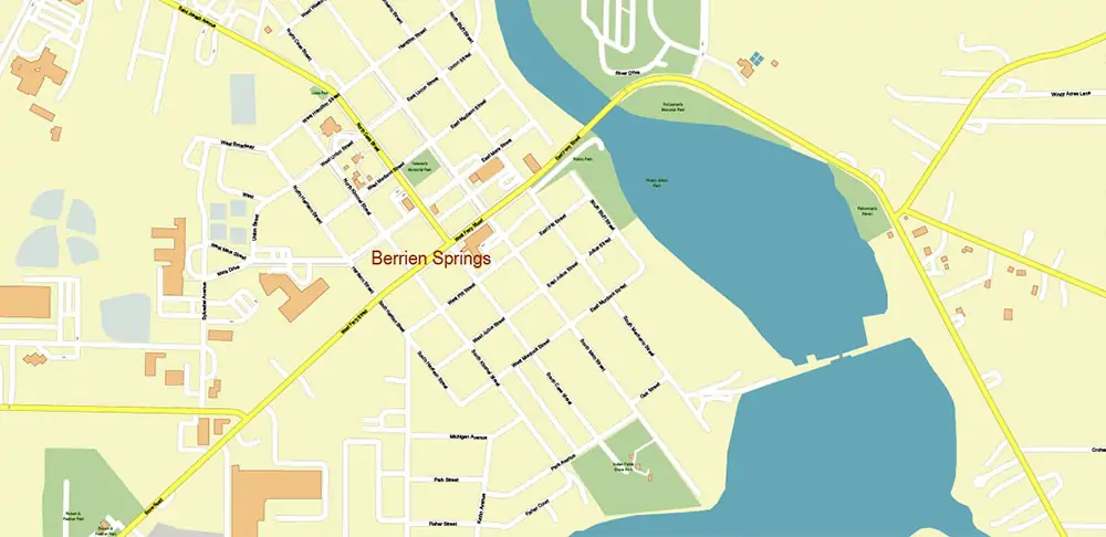 South Bend Indiana US PDF Vector Map exact high detailed editable layered Adobe PDF