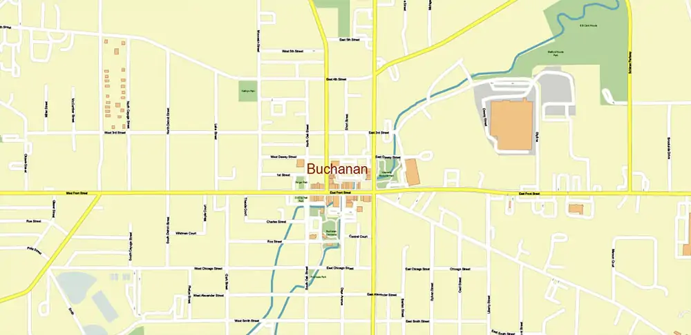 South Bend Indiana US PDF Vector Map exact high detailed editable layered Adobe PDF
