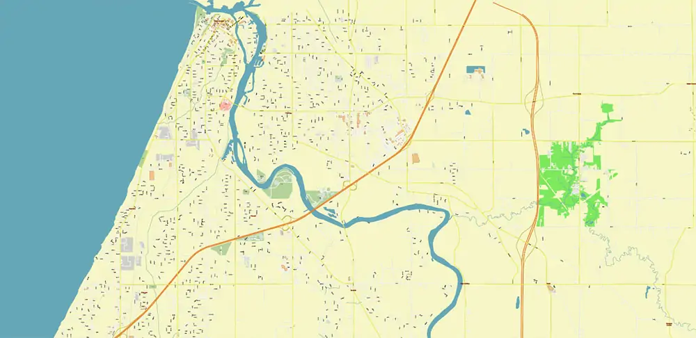 South Bend Indiana US PDF Vector Map exact high detailed editable layered Adobe PDF