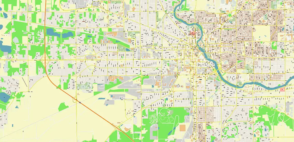 South Bend Indiana US PDF Vector Map exact high detailed editable layered Adobe PDF