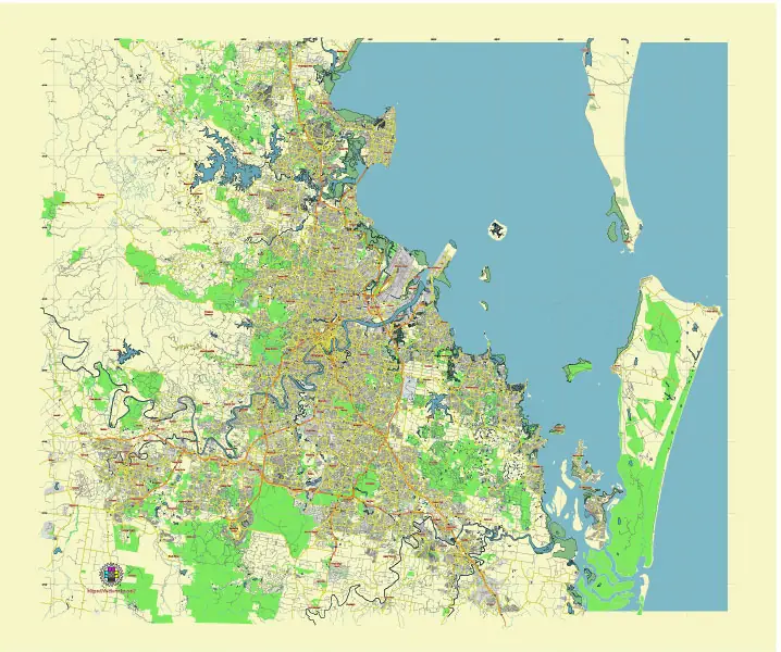 Brisbane Australia editable vector map svg free