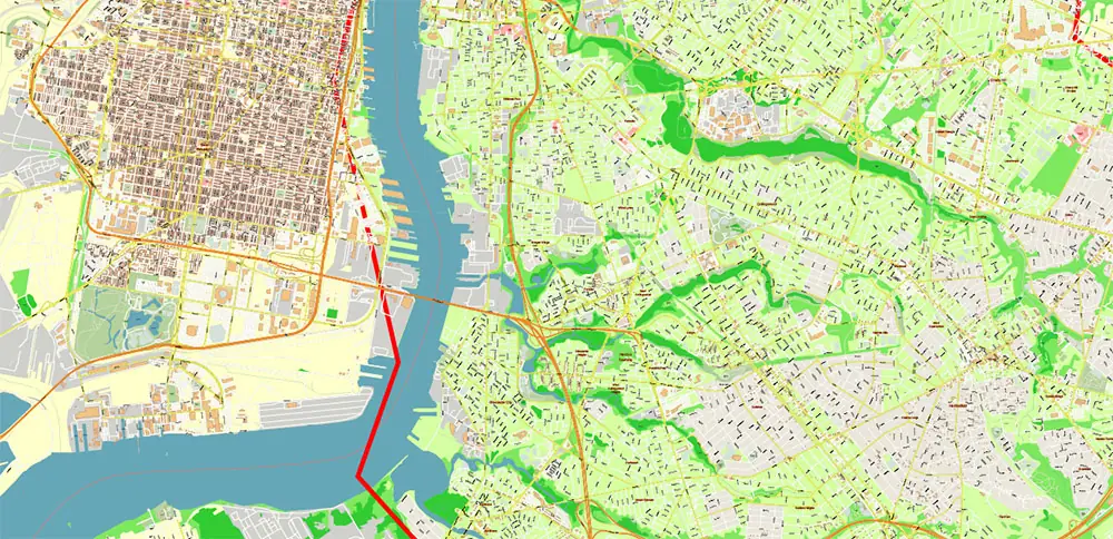 Camden County New Jersey US PDF Vector Map high detailed editable layered Adobe PDF