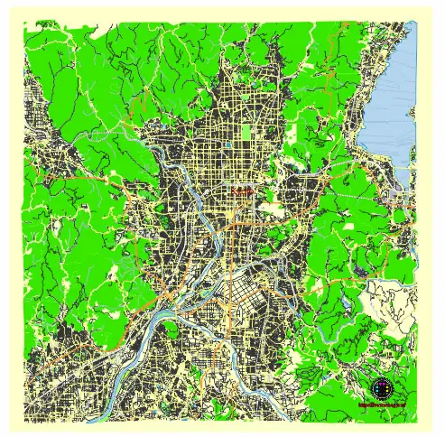 Kyoto Japan editable vector map svg free