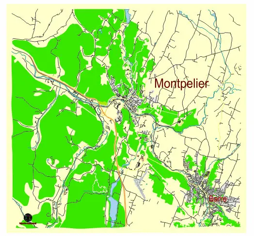 Montpelier Vermont US vector map svg free