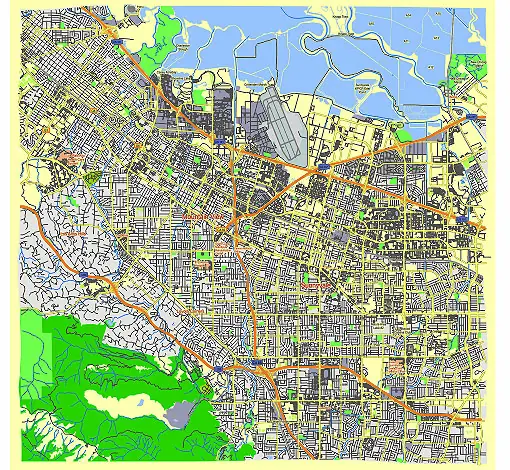 Mountain View California US vector map svg free