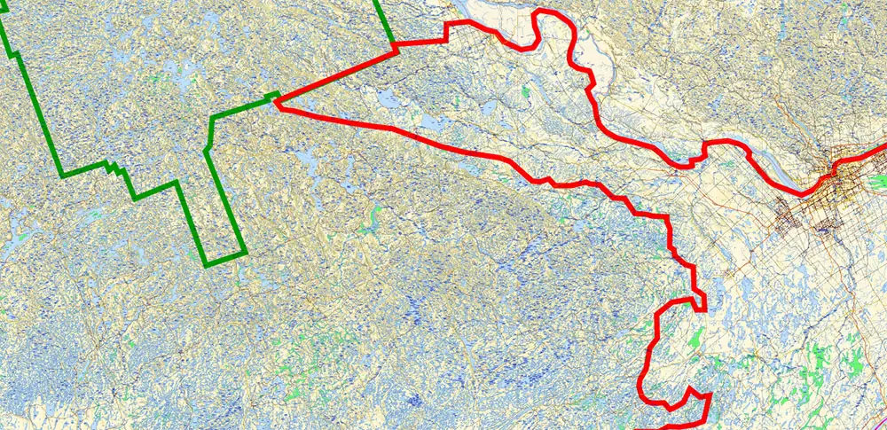 Adirondacks Park + Algonquin Parks (US and Canada) Vector Map High Detailed editable layered Adobe Illustrator