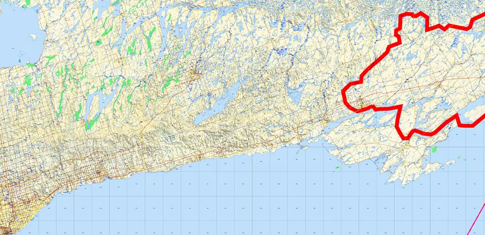 Adirondacks Park + Algonquin Parks (US and Canada) Vector Map High Detailed editable layered Adobe Illustrator