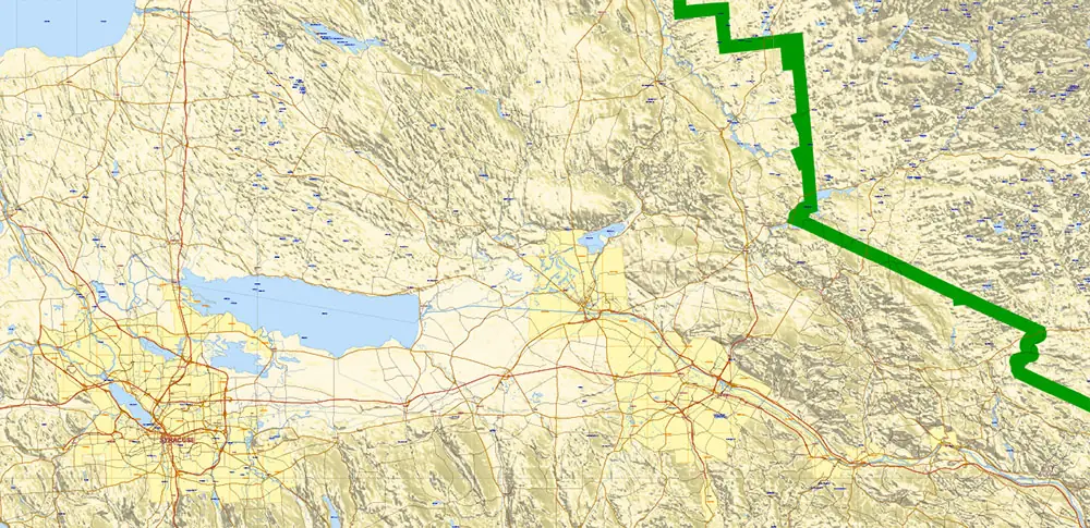 Adirondacks Park + Algonquin Parks (US and Canada) Vector Map High Detailed editable layered Adobe Illustrator