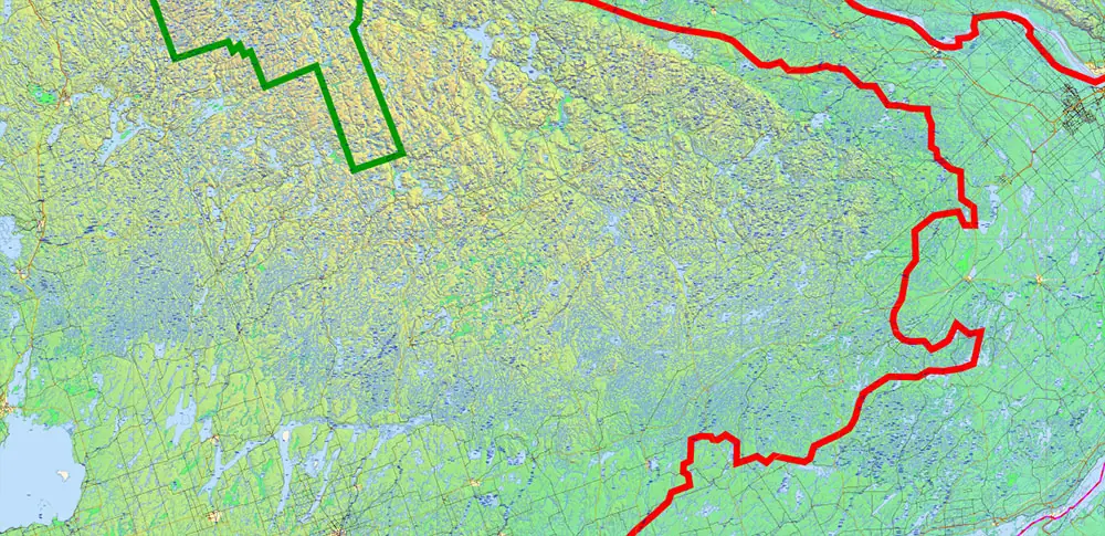 Adirondacks Park + Algonquin Parks (US and Canada) Vector Map High Detailed editable layered Adobe Illustrator