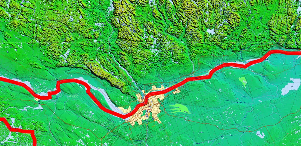 Adirondacks Park + Algonquin Parks (US and Canada) Vector Map High Detailed editable layered Adobe Illustrator