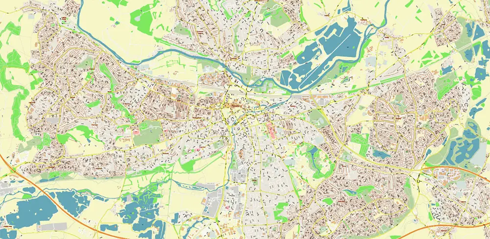 Reading - Wokingham UK Vector Map High Detailed editable layered Adobe Illustrator