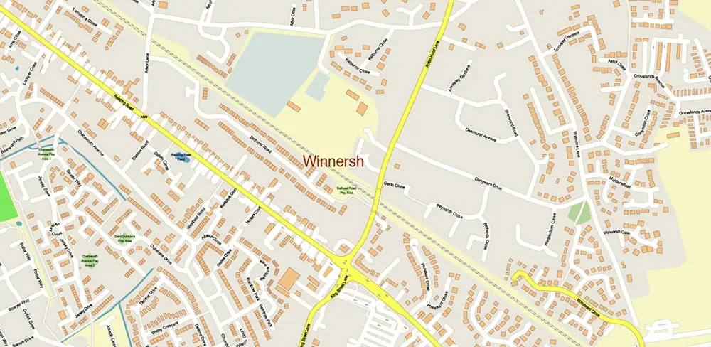Reading - Wokingham UK Vector Map High Detailed editable layered Adobe Illustrator
