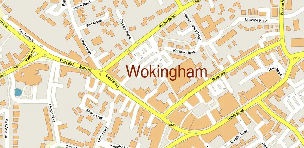 Reading - Wokingham UK Vector Map High Detailed editable layered Adobe Illustrator