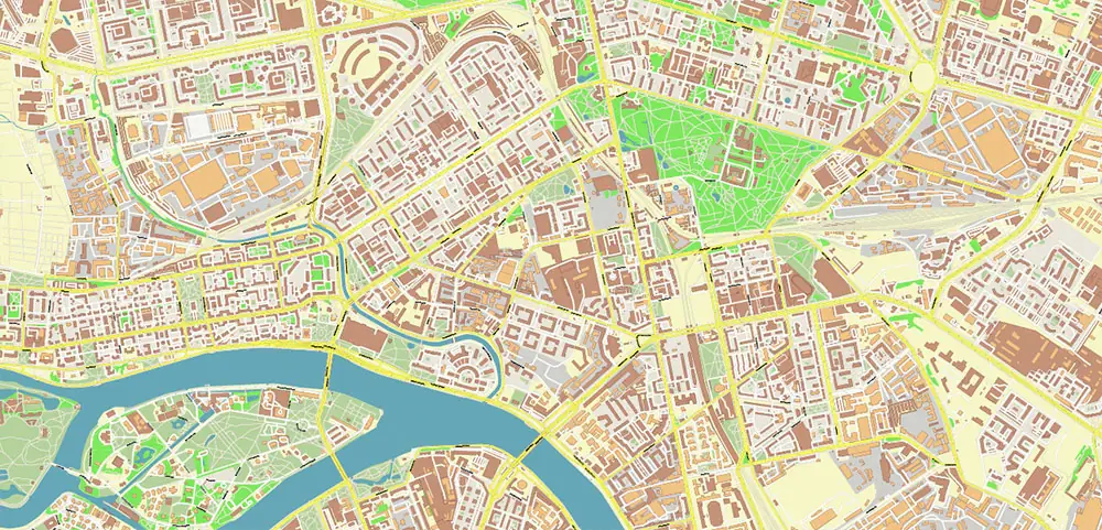 Saint Petersburg Russia PDF Vector Map (ENG) High Detailed editable layered Adobe PDF