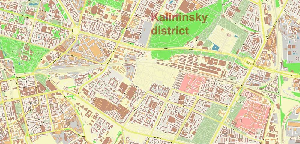 Saint Petersburg Russia PDF Vector Map (ENG) High Detailed editable layered Adobe PDF