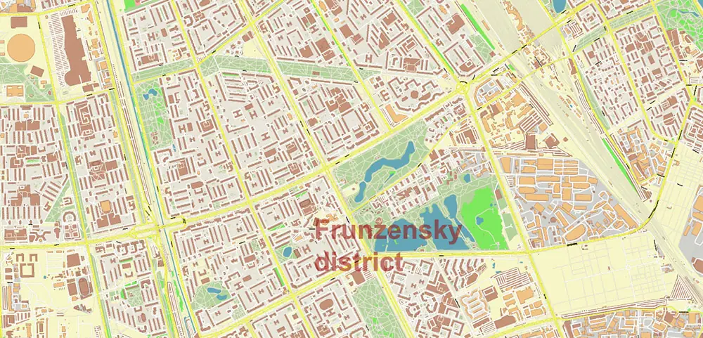 Saint Petersburg Russia PDF Vector Map (ENG) High Detailed editable layered Adobe PDF