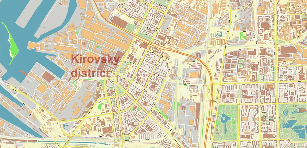 Saint Petersburg Russia PDF Vector Map (ENG) High Detailed editable layered Adobe PDF