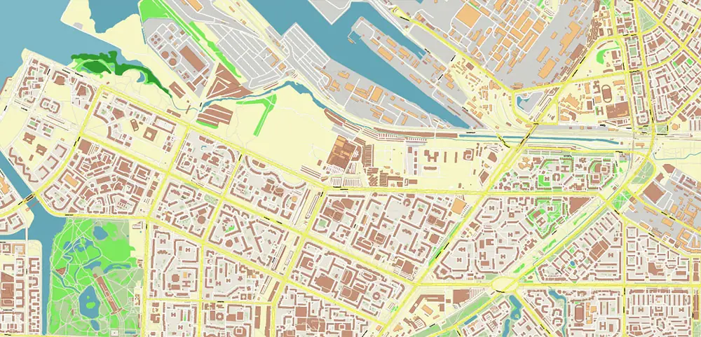 Saint Petersburg Russia PDF Vector Map (ENG) High Detailed editable layered Adobe PDF
