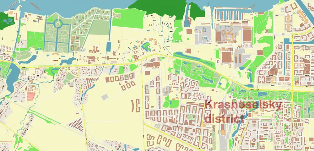 Saint Petersburg Russia PDF Vector Map (ENG) High Detailed editable layered Adobe PDF