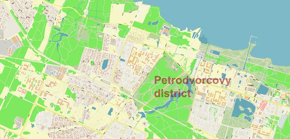 Saint Petersburg Russia PDF Vector Map (ENG) High Detailed editable layered Adobe PDF