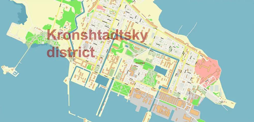 Saint Petersburg Russia PDF Vector Map (ENG) High Detailed editable layered Adobe PDF