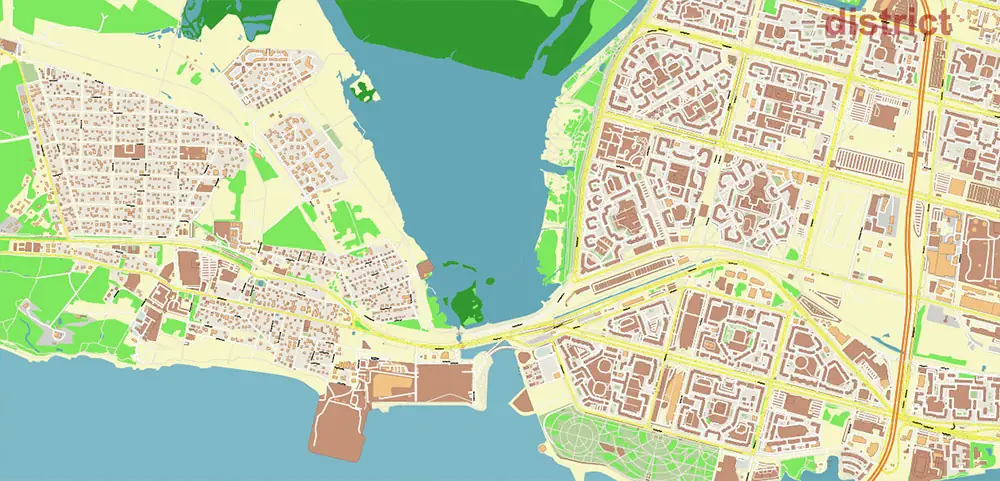 Saint Petersburg Russia PDF Vector Map (ENG) High Detailed editable layered Adobe PDF