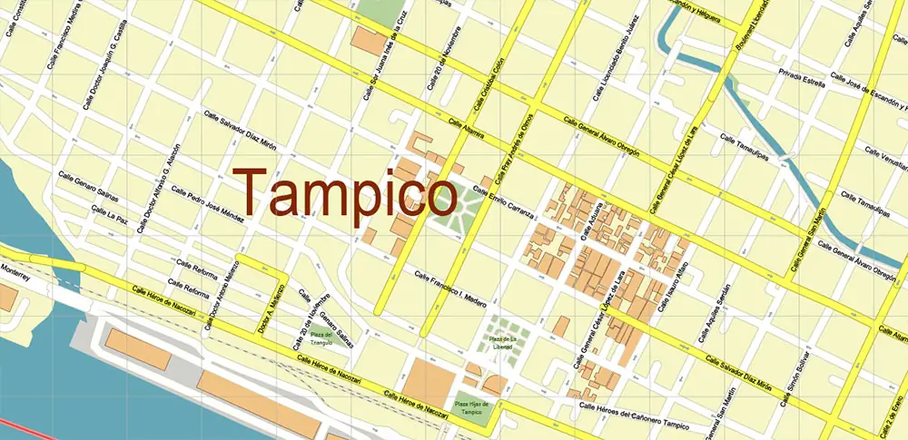 Tampico Mexico PDF Vector Map High Detailed editable layered Adobe PDF